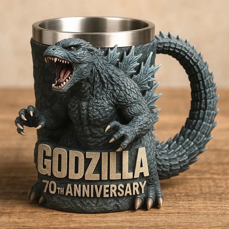 New Creative Godzilla70th Stainless Steel Godzilla 70th Anniversary Resin Mug Boy Gift