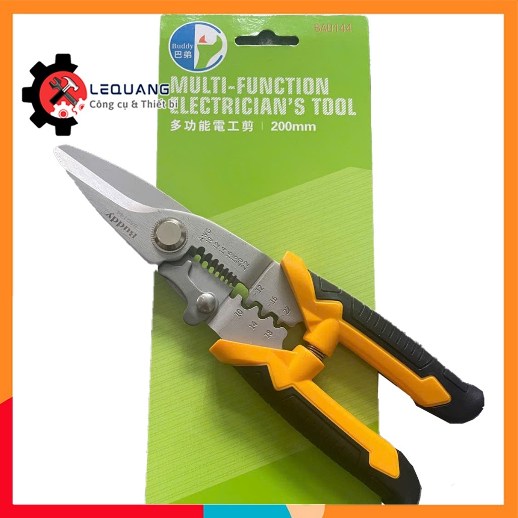 Buddy BA0144 8inch/200mm 3-in-1 คีมตัดลวดอเนกประสงค์ระดับไฮเอนด์ของญี่ปุ่น (การตัดสายเคเบิล-การจีบลอ