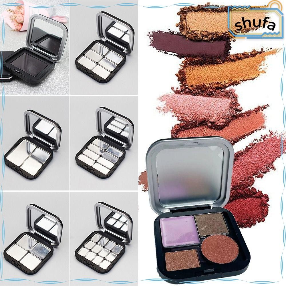 กล่องเครื่องสําอาง SHUFA DIY, พาเลทอายแชโดว์ DIY สีดําเปล่า, แมตช์หลายตารางสร้างสรรค์โดย Oneself พร้อมแผ่นอายแชโดว์กระจก DIY Make Up เครื่องมือ