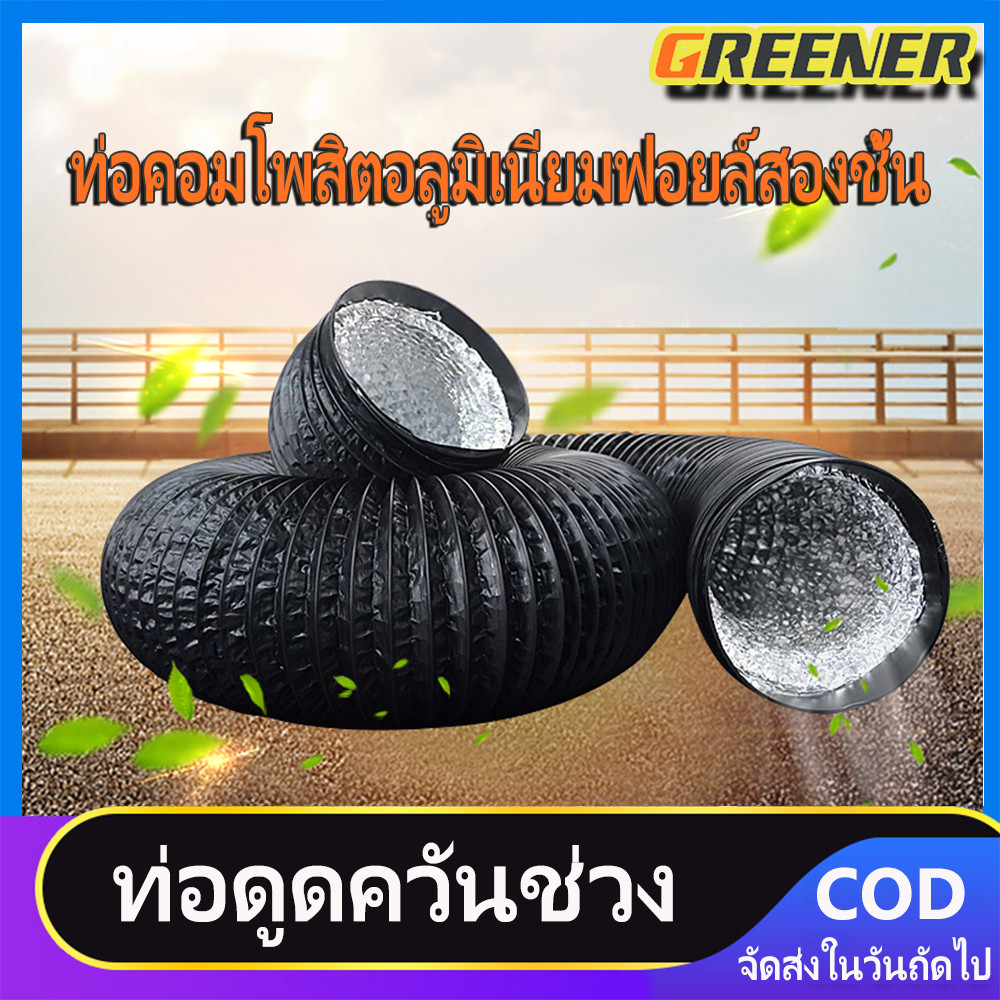 Greener ท่อไอเสียแอร์เอนกประสงค์ ท่อลมแอร์เคลื่อนที่ 6 นิ้ว（15cm） ยาว2เมตร ท่อระบายลมร้อน ท่อยืดหด แอร์พกพา ท่อเฟล็กซ์ – โปรปัง