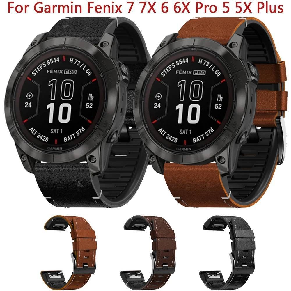 เหมาะสําหรับ Garmin Smart Watch Fenix7X 7 6X 6 5X 5 5S Crazy Horse รูปแบบหนังเปลี่ยน Quick Release S