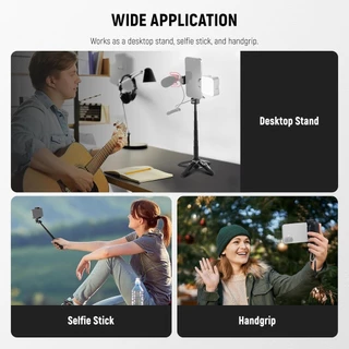 NEEWER P15 ขาตั้งกล้องเซลฟี่ – รีโมทบลูทูธแบบถอดได้ 360° ที่วางโทรศัพท์และรองเท้าเย็นสําหรับ วิดีโอบล็อก/สตรีมมิ่งสด