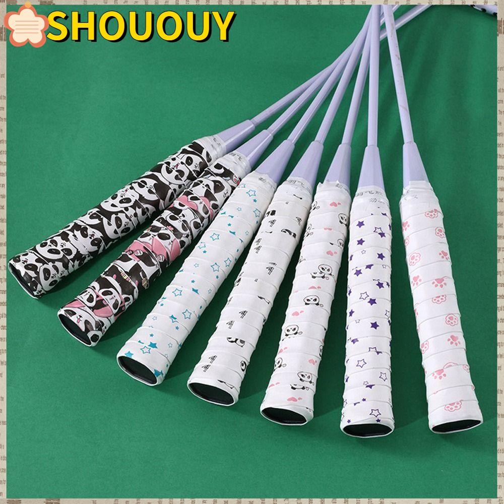 SHOUUY เทปจับแบดมินตันเทนนิส, การดูดซึมเหงื่อ Carroon Panda ไม้แบดมินตัน Grips Wrap, เบ็ดตกปลา Band ทนต่อการสึกหรอได้อย่างรวดเร็ว Self-กาว Grip