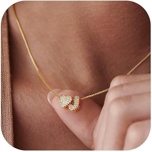 สร้อยคอกลมหัวใจตัวอักษร Gold ลายพิมพ์เฉพาะ ทำจากทองเหลืองเคลือบทองแท้ 18K สไตล์ใหม่น่ารักและเหมาะสมกับทุกโอกาส