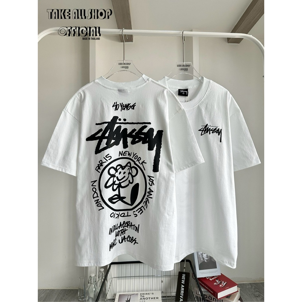 เสื้อยืดโลโก้ลายดอกไม้ คอกลม ไซส์ S – 5XL สีดํา/ขาว ผ้าฝ้าย 100% ชุดลําลอง ราคา ถูกที่สุด ดีลบีเคเค แกลเลอรีภาพที่ 4