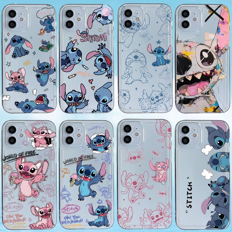 Shell สําหรับ IPhone 14 Pro Max 7 8 6 6s 15 Plus XR X XS Max 7Plus 8Plus โทรศัพท์มือถือกรณีน่ารัก Stitch Clear Full Protection Vintage ออกแบบใหม่ศิลปะร้อนน่ารักเรียบง่าย
