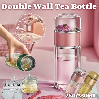 Double Wall Tea Bottle Tea Water Separation Glass Mug Portable Flower tea cup Tea Filter