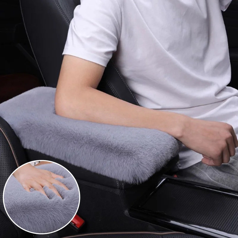 Plush Car Armrest Cushion Furry Warm Pad Universal Fit สําหรับ Auto Center คอนโซลตกแต่งภายในอุปกรณ์เสริม