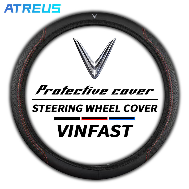 Vinfast หุ้มพวงมาลัย 38cm ปลอกหุ้มพวงมาลัย หนัง ปลอกพวงมาลัย พวงมาลัยรถยนต์ กันลื่น ทนทานต่อเหงื่อ ป