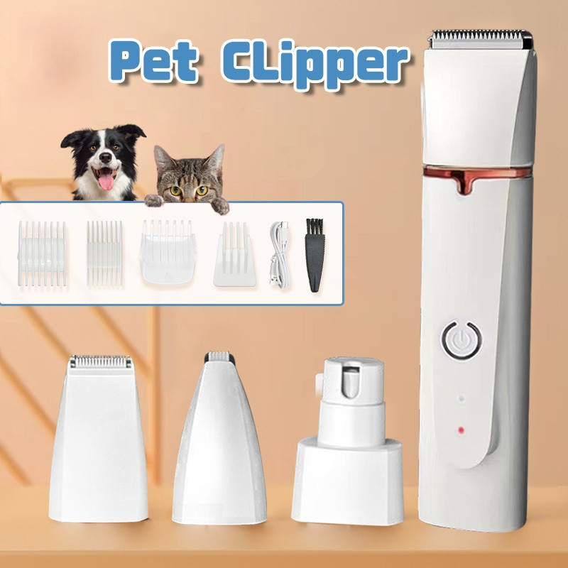 4 IN 1 สัตว์เลี้ยงผม Clipper ชาร์จกรูมมิ่งชุดเล็บเครื่องบดไฟฟ้า Mesin Cukur Bulu Haiwan Peliharaan 宠物 Shave器