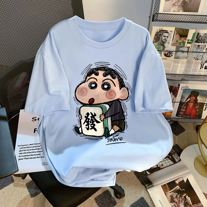 (จัดส่งตลอด 24 ชั่วโมง)พร้อมส่ง เสื้อยืดคอกลม รูปแบบการพิมพ์เครยอนชินจัง เหมาะสำหรับทั้งชายและหญิง เหมาะกับวัยรุ่น - รูปที่ 2