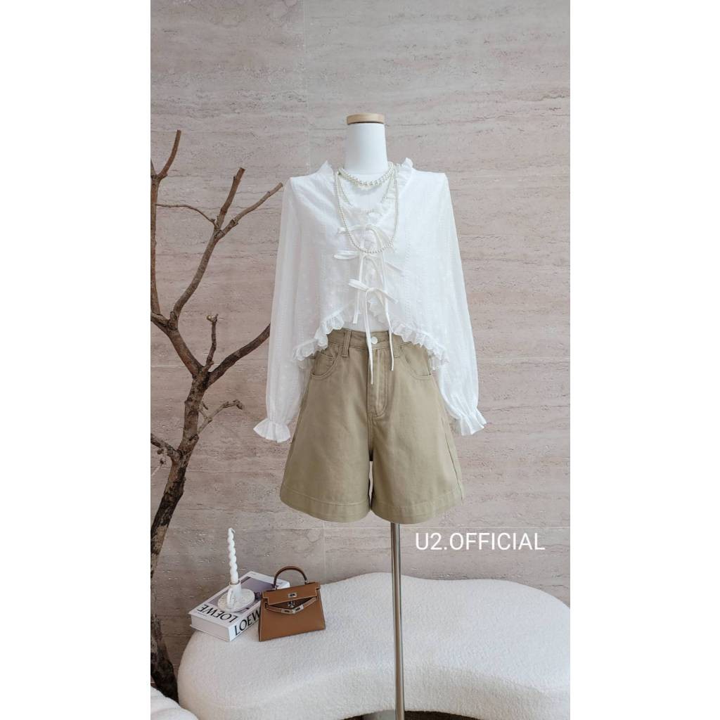 Lemon. U2 ป้าย Fsy กางเกงยีนส์ขาสั้นทรงเหนือเข่า โทนสีเบสิค