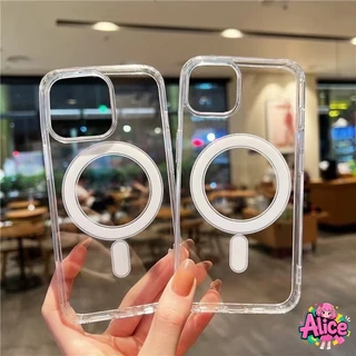 แม่เหล็ก เคสใสกันกระแทก เคสสําหรับไอโฟน11 เคสชาร์ได้ สำหรับ IPhone16 13 15 7Plus 14 12 11 Pro MAX 8 6 7 6S Plus