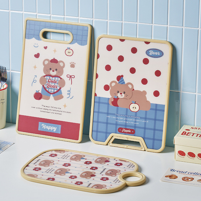 เขียงทำอาหาร สามารถใช้ทั้งสองด้าน กันลื่น ป้องกันแบคทีเรีย ทำความสะอาดง่าย การออกแบบวงเล็บแนวตั้ง