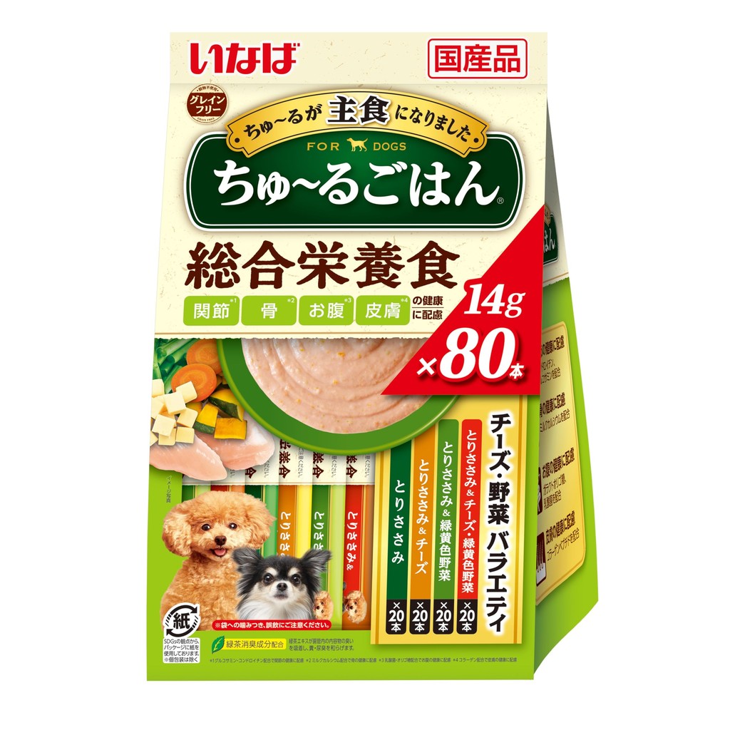 Inaba Churu Rice Cheese Vegetable Variety 80 Sticks Overall Nutrient Food Dog Treats