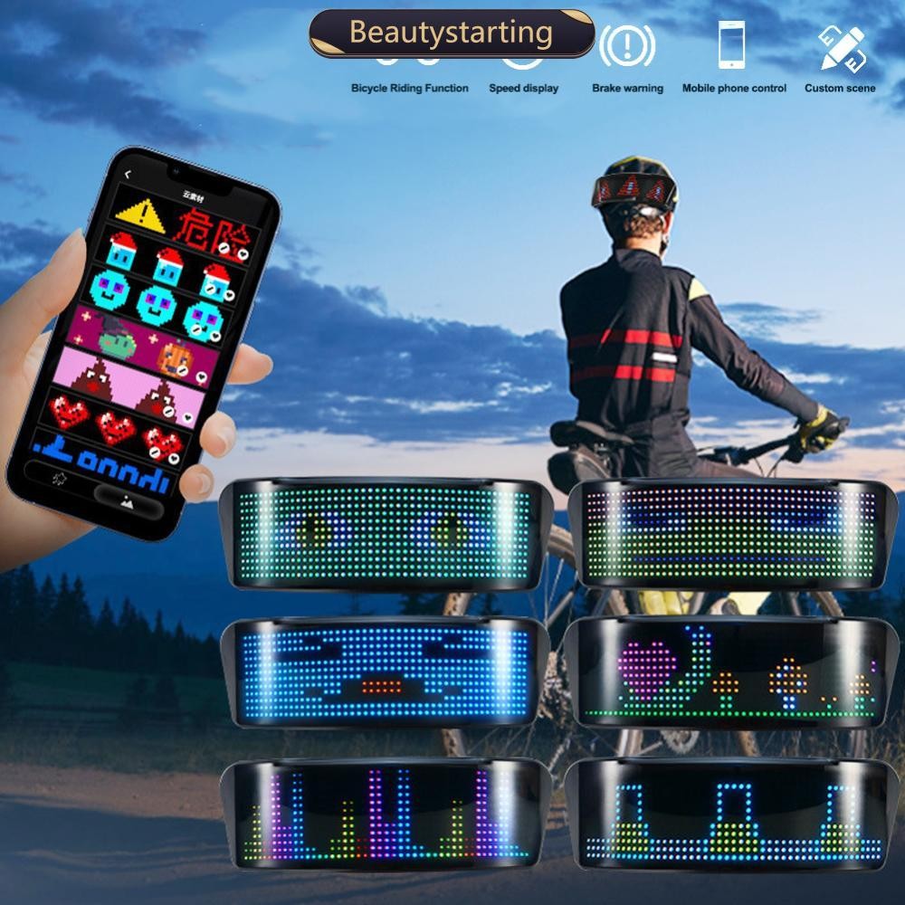 BEAUTYSTARTING หมวกกันน็อครถจักรยานยนต์จอแสดงผล LED ไฟเตือน Night ขี่จักรยานสกีหมวกกันน็อคไฟท้าย APP