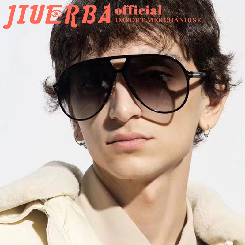 JIUERBA แว่นกันแดดทรง.aviator เรโทร ป้องกัน UV ขนาดใหญ่ สไตล์คางคก