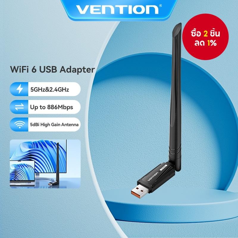 อะแดปเตอร์ Usb Wifi 6 Dual Band 5ghz/24ghz 600mbps พร้อม Bluetooth จาก Vention สำหรับคอมพิวเตอร์ PC