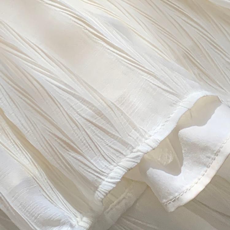 mimi&didi#เสื้อลูกไม้ชีฟอง เสื้อเชิ้ตผ้าชีฟองกันแดดคอวีสีขาวฝรั่งเศสสำหรับผู้หญิง ในช่วงฤดูร้อนบาง ๆ ระดับไฮเอนด์#99141 - รูปที่ 5