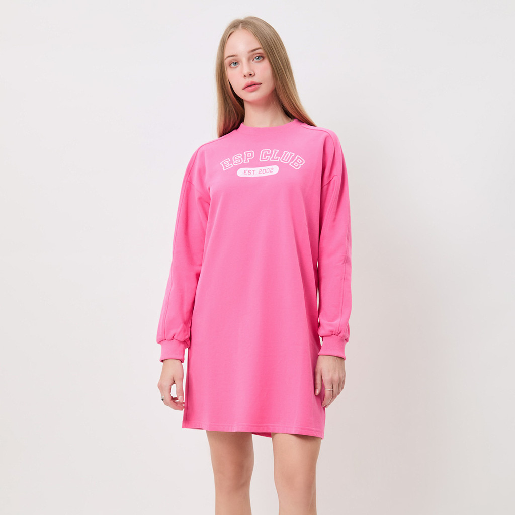 ESP ชุดเดรส สเวตเชิ้ต ผู้หญิง สีชมพู | Sweatshirt Dress | 06159