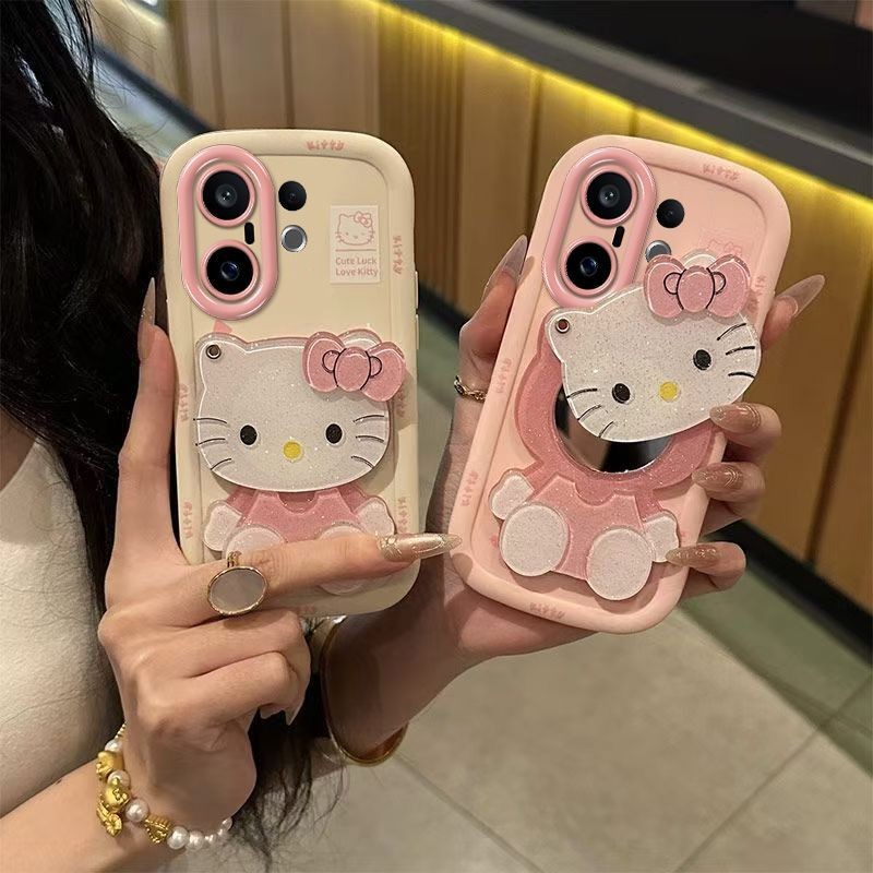 สําหรับ Vivo X200 FE กรณี Vivo X300 X200 Pro เคสโทรศัพท์กระจกสัมผัสใหม่ผู้ชายและผู้หญิงรวมทุกอย่าง Drop-Proof คู่อินเทรนด์ซิลิโคน Hello Kitty