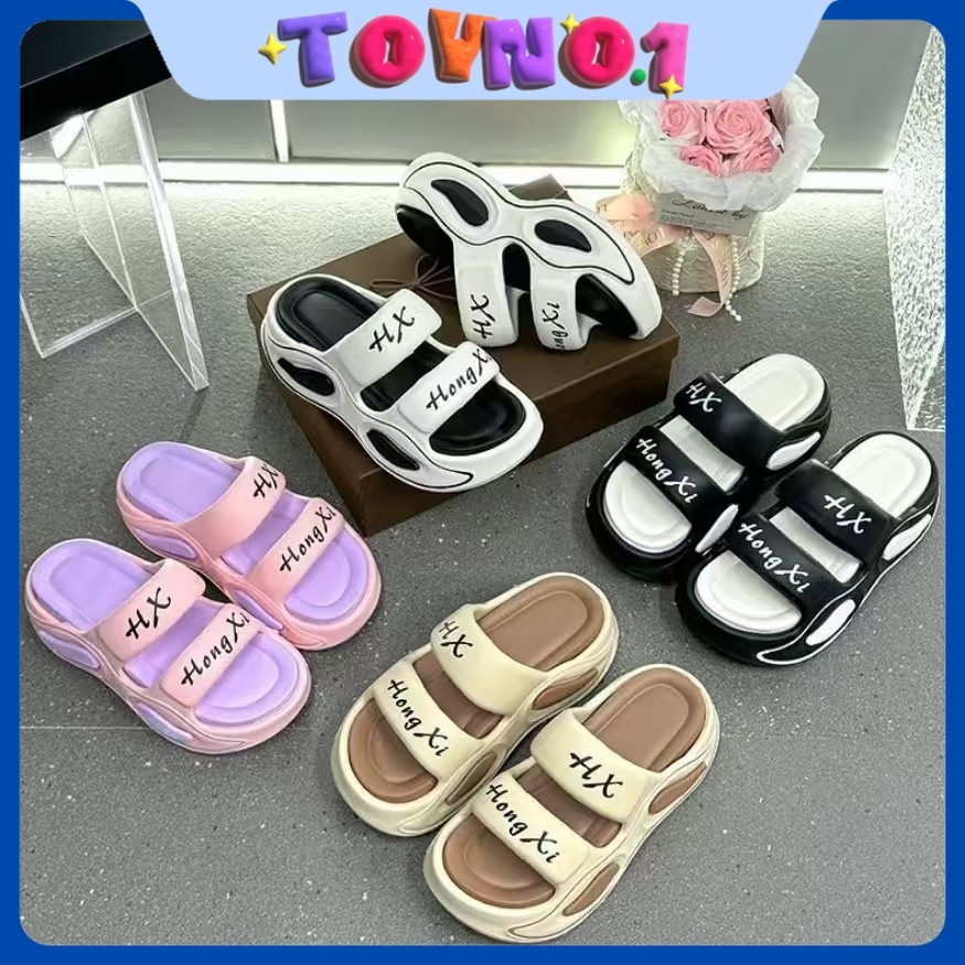 ToyNo.1🧸พร้อมส่ง🧸"LT-8029" รองเท้าแตะแฟชั่นผู้หญิง ดีไซน์สายคาดคู่ พื้นหนา ใส่สบาย สไตล์มินิมอลติดเทรนด์