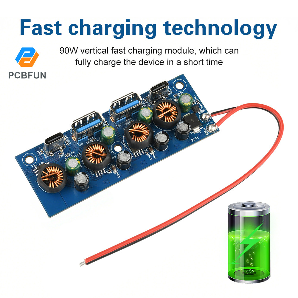 Pcbfun 90W แนวตั้ง Fast CHARGING โมดูล All-Protocol สมาร์ทโฟน Charger DC Step-Down รถ Energy Storage การปรับเปลี่ยนชาร์จ DC 9-30V 10A