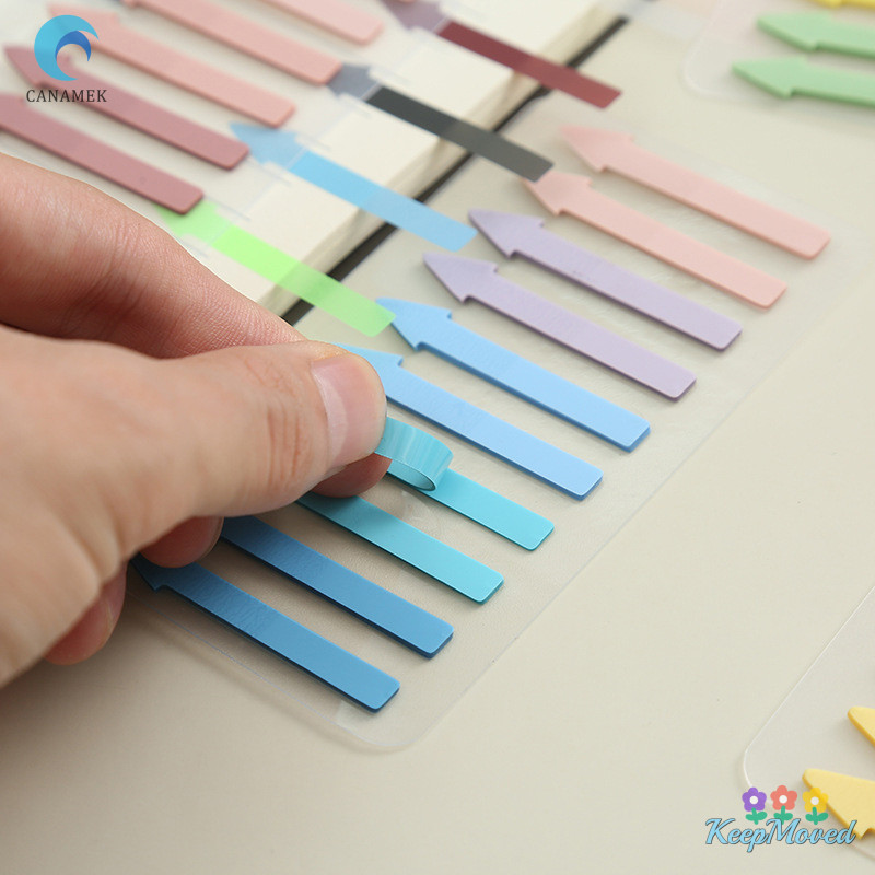 Keepmoved 200 แผ่นโปร่งใสเรืองแสง Index Tabs PET Arrow Flags Sticky Note สําหรับหน้า Marker Planner สติกเกอร์ Office School ใหม่