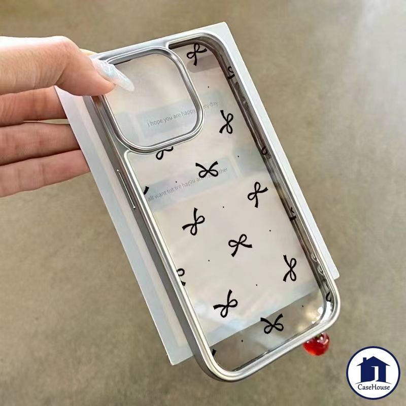 การชุบที่หรูหราโปร่งใสเคสโบว์โบว์เข้ากันได้สำหรับ IPhone 11 7Plus 13 15 12 14 11 Pro Max XR 7 8 Plus X XS MAX SE 2020