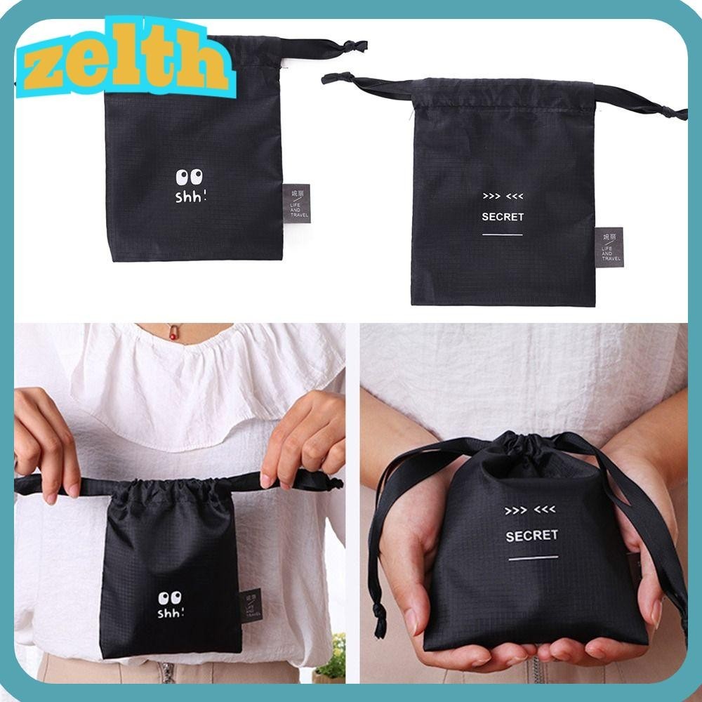 Zelth กระเป๋าเก็บผ้าอนามัย,อเนกประสงค์ Travel Organizer Drawstring Bag, ของขวัญแบบพกพาสีดําขนาดใหญ่ความจุกระเป๋าเหรียญ Travel Outdoor