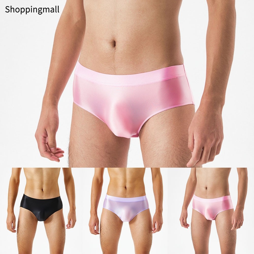 [BETL]Mens Shiny Satin Glossy Wet Look Knickers Briefs ชุดชั้นในกางเกงกางเกง