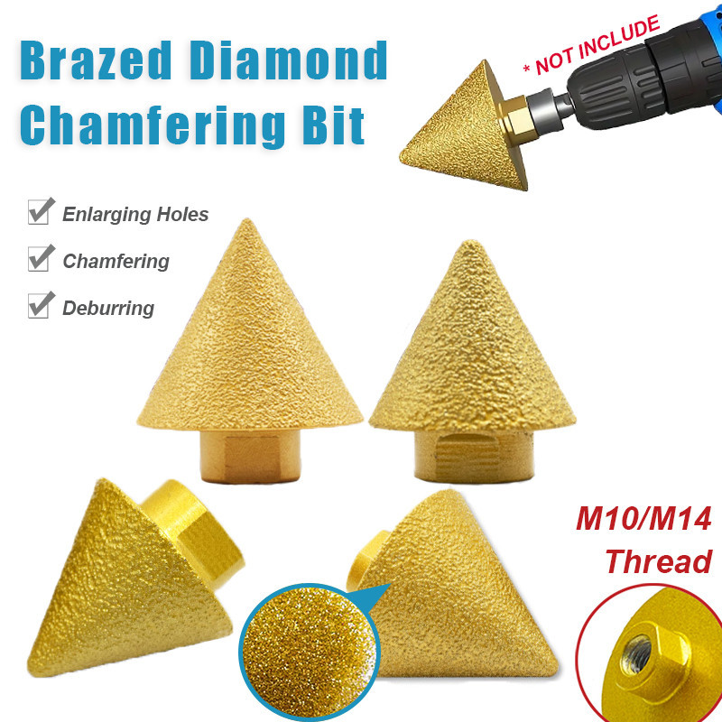 1 PC M10/M14 ด้ายเพชร Beveling Chamfer Bit Brazed เพชร Countersink เจาะ Bit Enlarging หลุม Milling Trimming กรวย Bits สําหรับหินแกรนิตและหินอ่อนกระเบื้อง