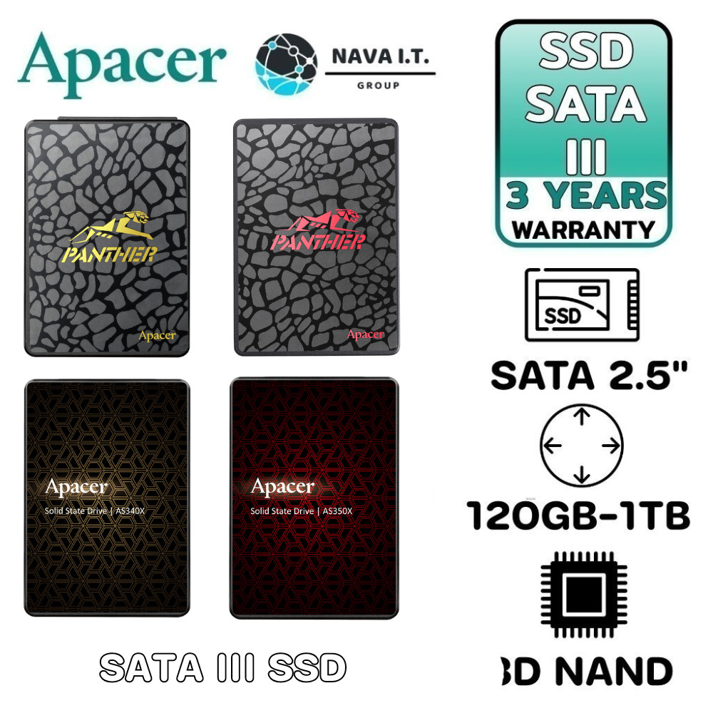 APACER SSD AS340 AS340X AS350 AS350X 120GB 128GB 240GB 256GB 512GB เอสเอสดี รับประกัน 3 ปี