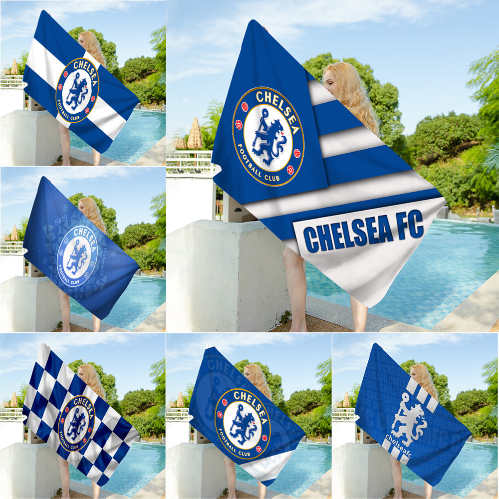 ผ้าขนหนู แบบนิ่ม พิมพ์ลายโลโก้ Chelsea F.c ดูดซับน้ําได้ดี สําหรับห้องน้ํา สโมสรฟุตบอล