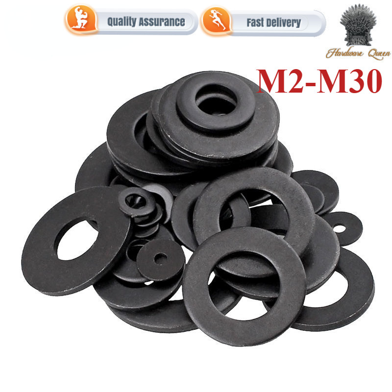 [QM] สีดําเกรด 8.8 ปะเก็นปะเก็นแบน M2M3M4M5M6M8M10-M30 ปะเก็นโลหะ