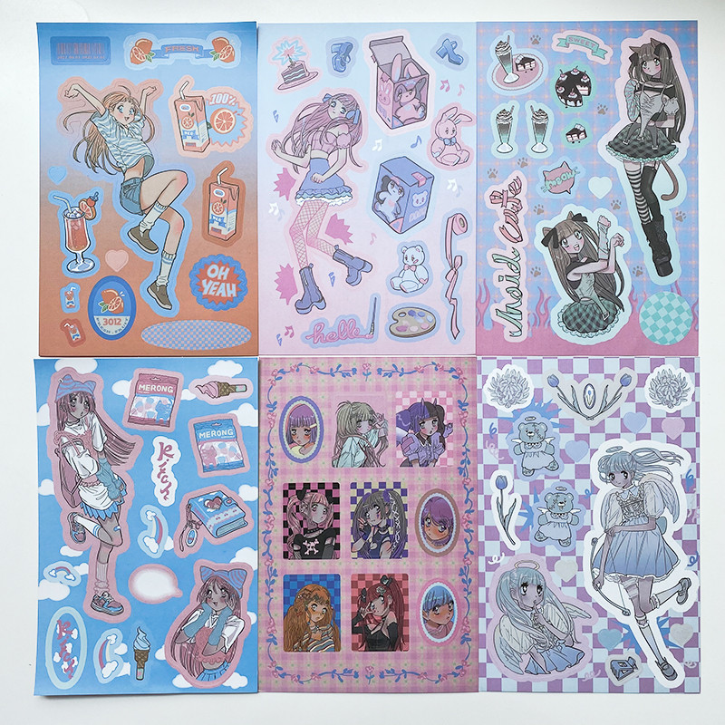 สติ๊กเกอร์ Domi สติ๊กเกอร์ตัวละครสาว Sweet Yagu Card Handbook ins สไตล์วัสดุสติ๊กเกอร์