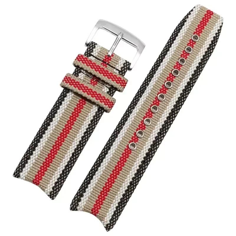 สายรัดไนลอนสําหรับ Burberry Bu7600 7680 กันน้ําเหงื่อหลักฐานลายหนังผ้าใบ Watchband อุปกรณ์เสริม 22 มม.สายรัดข้อมือ