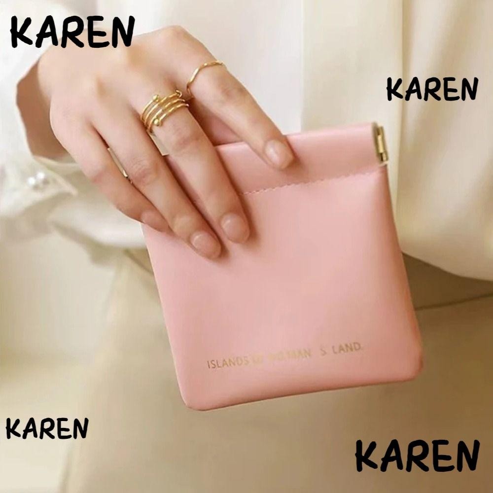 กระเป๋าจัดระเบียบเครื่องสําอาง KAREN, กระเป๋าแต่งหน้าลิปสติกขนาดเล็ก PU, แฟชั่น Simple Travel กระเป๋าถือเครื่องประดับแบบพกพาผู้หญิง