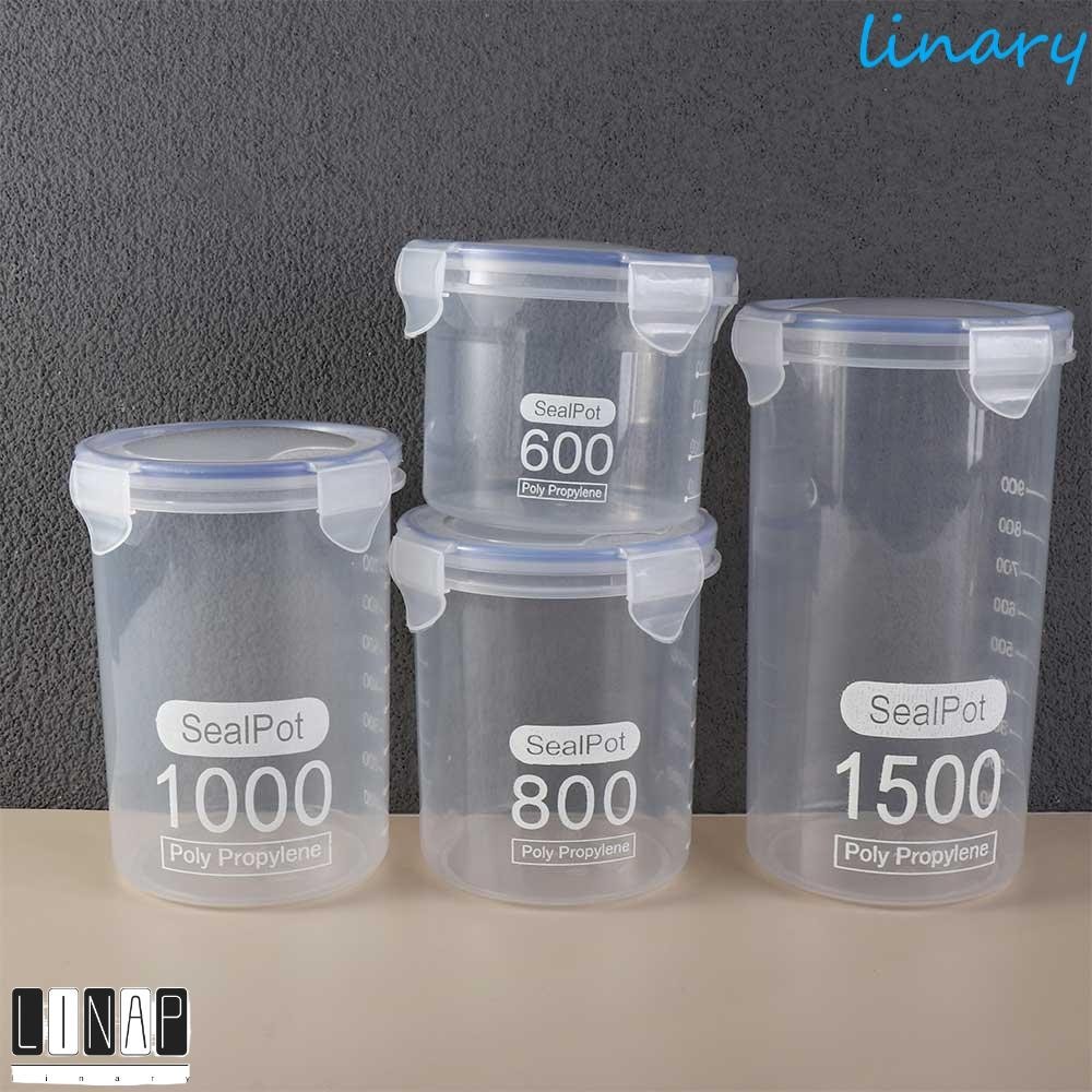 Culinaryhv โถปิดผนึกอาหารโปร่งใส, PP Moisture Proof Kitchen Storage กล่อง, ภาชนะบรรจุอาหารทรงกระบอก Leakproof Airtight ไหแป้ง
