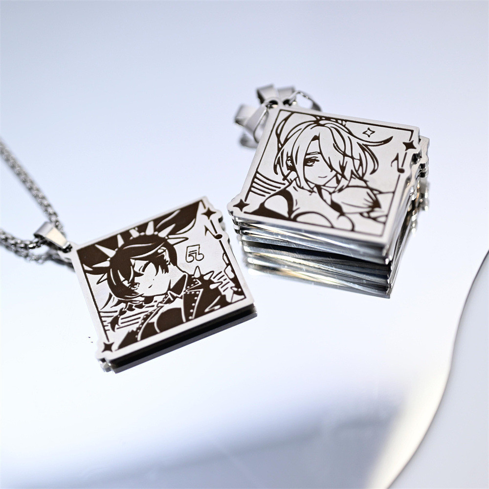 อะนิเมะเกม Genshin Impact สร้อยคอ Yae Miko Kaedehara Kazuha ไทเทเนียมเหล็กจี้ฮาโลวีน Man ผู้หญิงคอสเพลย์ Prop อุปกรณ์เสริมของขวัญ