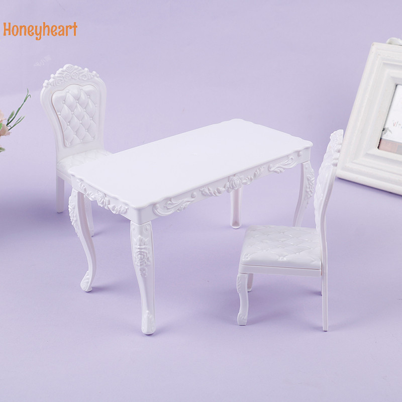 <Honeyheart> บ้านตุ๊กตา 1:6 เฟอร์นิเจอร์ครัว โต๊ะรับประทานอาหาร เก้าอี้ คอมพิวเตอร์ โต๊ะทํางาน เก้าอี้ ดี