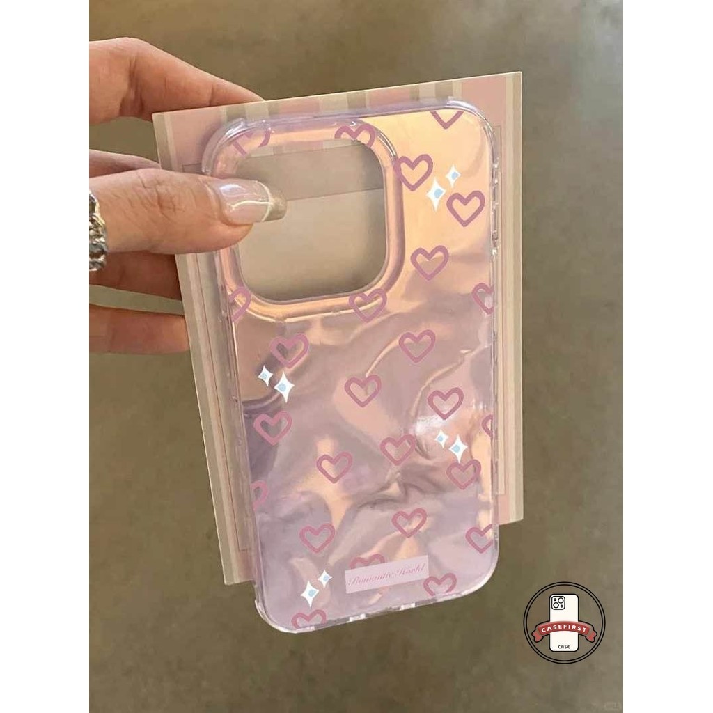 สีชมพูรักหัวใจมันวาววงเล็บดาวเคสหรูเข้ากันได้กับ IPhone XR 11 15 12 14 13 Pro Max 7Plus 7 15 6s 8 6 14 Plus X XS Max