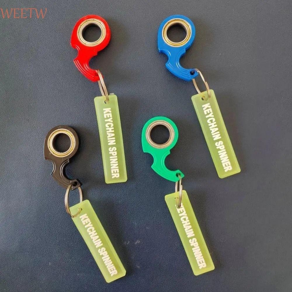 Weekw พวงกุญแจปลายนิ้วหมุน, บรรเทาความเบื่อหน่าย Luminous Fidget Spinner พวงกุญแจ, พวงกุญแจแขวน Anti-Anxiety Light อินเทรนด์แบบพกพาปลายนิ้วหมุนพวงกุญแจของขวัญวันเกิด