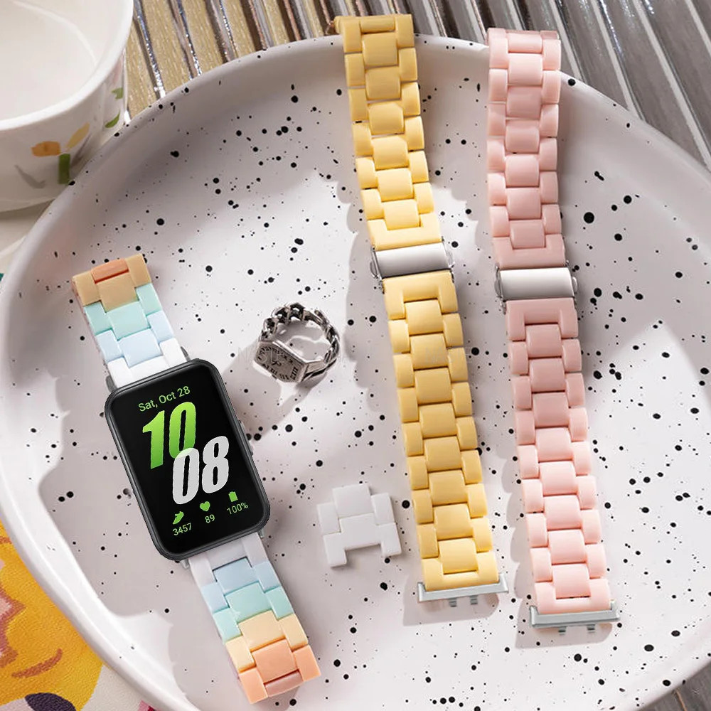 Candy สีเรซิ่นสําหรับ Samsung Galaxy Fit 3 Macaron เปลี่ยนสายรัดข้อมือเข็มขัด Smart Watch Band อุปกรณ์เสริม