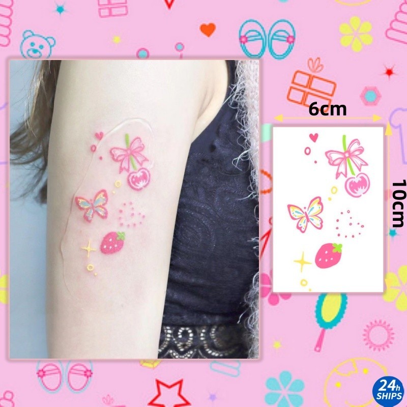 รอยสักลายเชอร์รี่ขนาดเล็กสาวเซ็กซี่ไหล่สักสติกเกอร์รอยสักกันน้ํายาวนาน 7 วัน รอยสักวันหยุดชั่วคราว