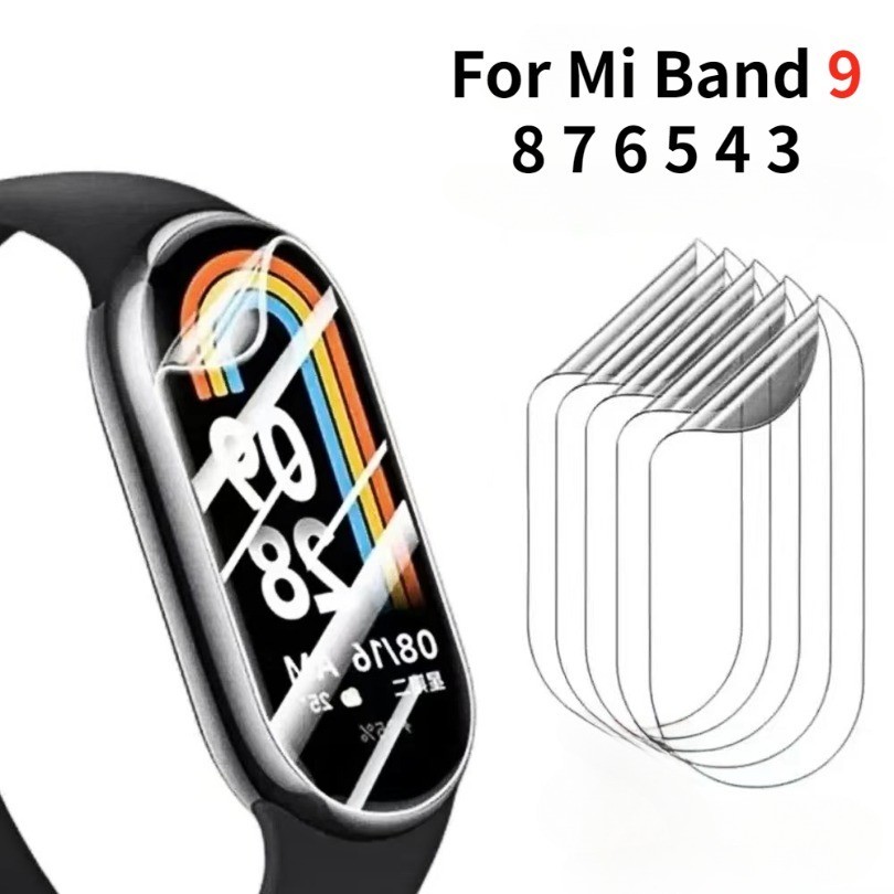 ฟิล์ม Hydrogel แบบนุ่มสําหรับ Xiaomi MiBand 9 8 7 6 5 4 3 ฟิล์มป้องกันหน้าจอสําหรับ Xiaomi Mi Band 8 7 สายรัดข้อมืออัจฉริยะไม่ใช่แก้ว