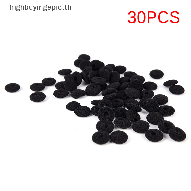 Heth 30PCS สีดําโฟมฟองน้ําหู Pad เอียร์บัดหมวกสําหรับหูฟังฝาครอบ HETH