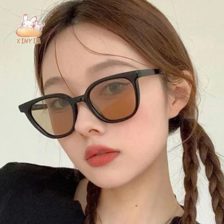 แว่นตากันแดดuv400 กรอบหนา ทรงสี่เหลี่ยม สีดํา สไตล์วินเทจ หรูหรา แฟชั่นเรโทร สําหรับผู้หญิง สําหรับผู้ชาย xinyia,th