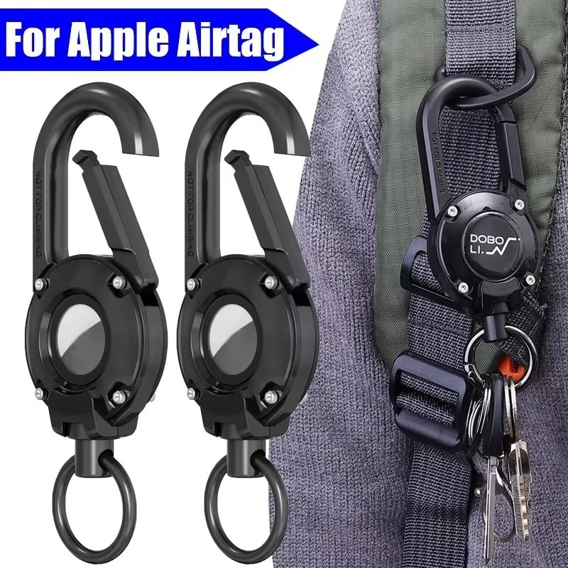 เคสป้องกันสําหรับ Apple Airtag พร้อมคาราบิเนอร์ - ฝาครอบป้องกันสําหรับ GPS Tracker พร้อมพวงกุญแจ - ตัวป้องกัน GPS พร้อมตะขอ - Locator เปลือกป้องกันการสูญหาย - กระเป๋าเก็บบทความขนาดเล็ก