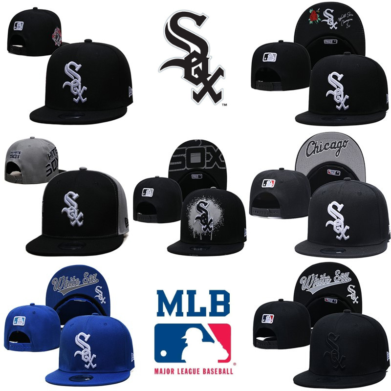 Mlb Chicago White Sox ผู้ชายและผู้หญิงบังแดดอเนกประสงค์หมวกลําลอง 9FIFTY ปรับแบนขอบ Hip Hop หมวกกีฬา